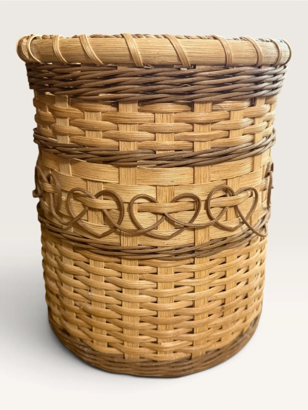 Cylindrical Hand-Woven Basket